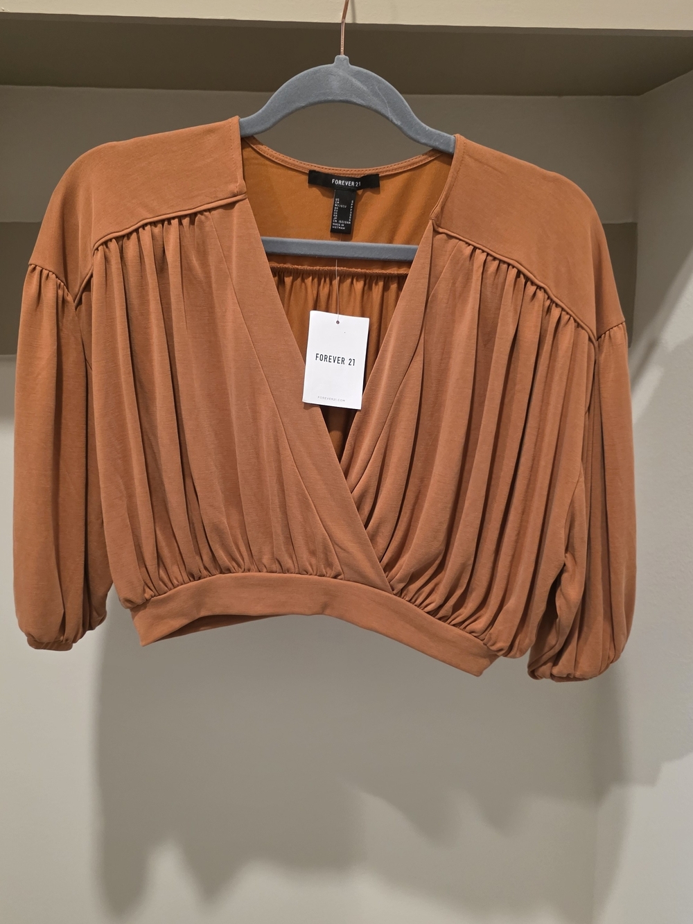 Forever 21 Rust Orange Cropped Surplice Blouse